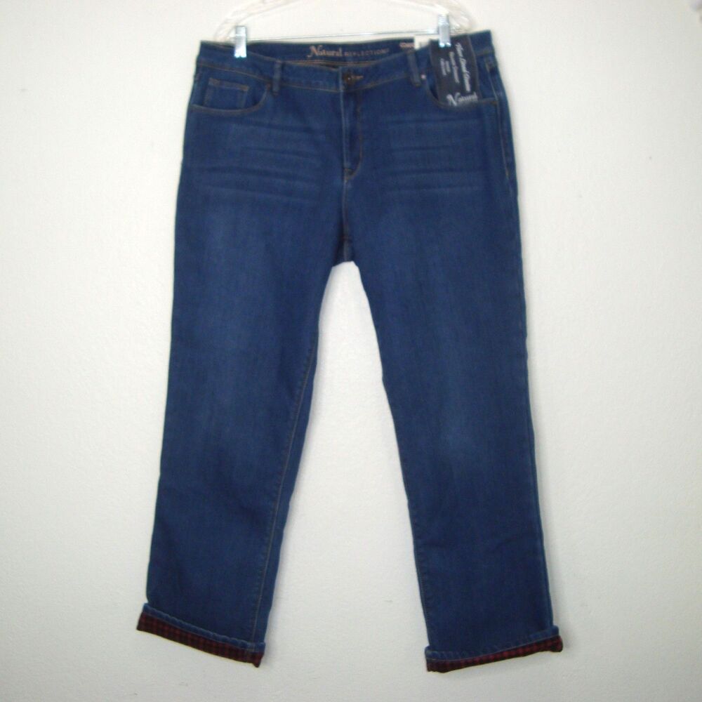 NWT Natural Reflections Fleece Lined Straight Relaxed Stretch Jeans Women's